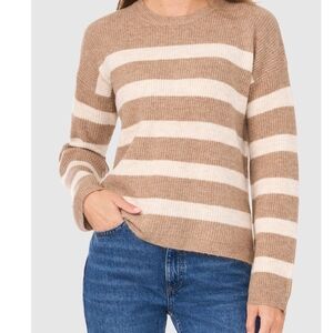 Striped Tan and Cream Sweater